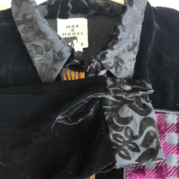 Vintage Max & Mabel patchwork velvet tunic sz M - Picture 10 of 11